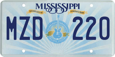 MS license plate MZD220