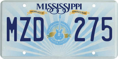 MS license plate MZD275