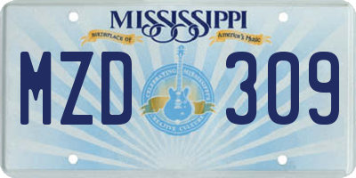 MS license plate MZD309