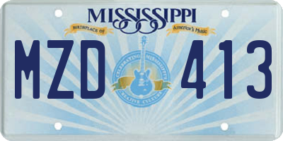 MS license plate MZD413