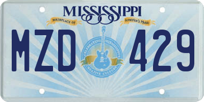 MS license plate MZD429
