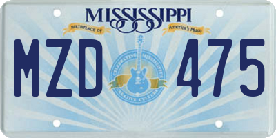 MS license plate MZD475