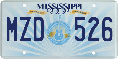 MS license plate MZD526