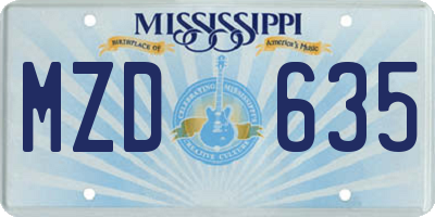 MS license plate MZD635