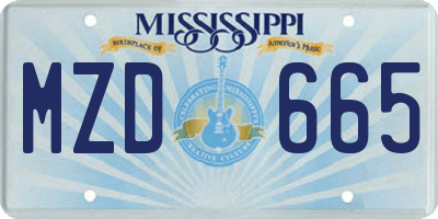MS license plate MZD665