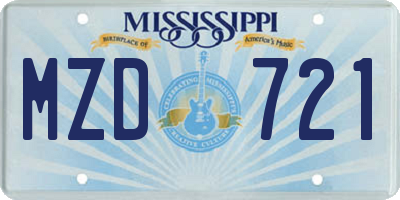 MS license plate MZD721
