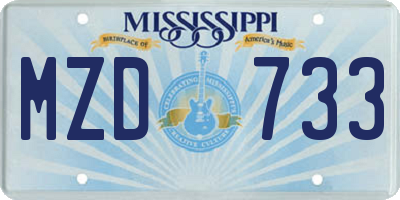 MS license plate MZD733