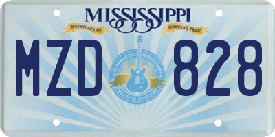 MS license plate MZD828
