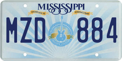 MS license plate MZD884