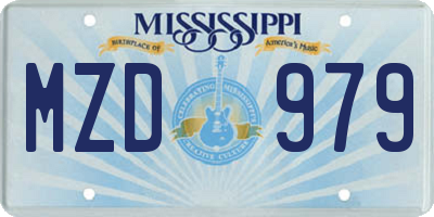 MS license plate MZD979