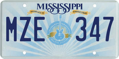 MS license plate MZE347