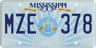 MS license plate MZE378
