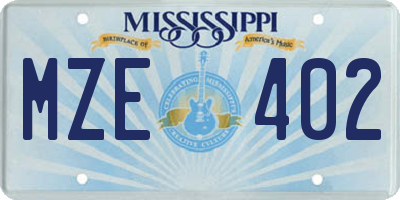 MS license plate MZE402