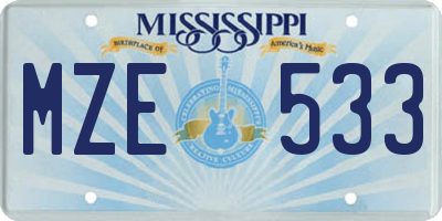 MS license plate MZE533