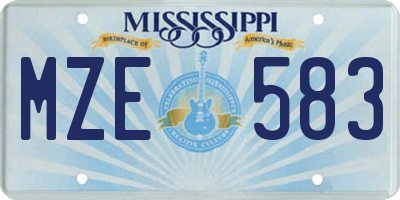 MS license plate MZE583