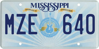 MS license plate MZE640