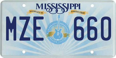 MS license plate MZE660