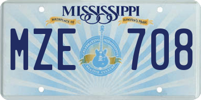 MS license plate MZE708