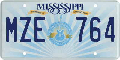 MS license plate MZE764
