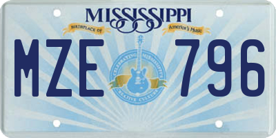 MS license plate MZE796