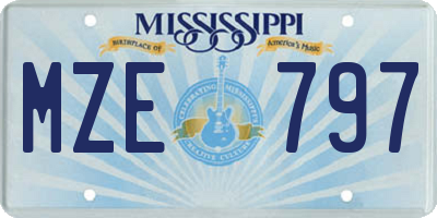 MS license plate MZE797