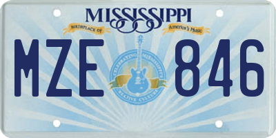 MS license plate MZE846