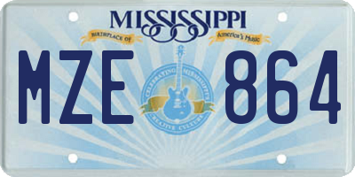 MS license plate MZE864