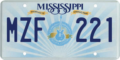MS license plate MZF221