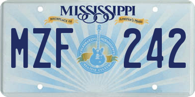 MS license plate MZF242