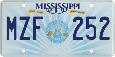 MS license plate MZF252