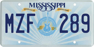 MS license plate MZF289