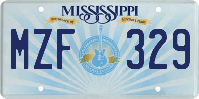 MS license plate MZF329