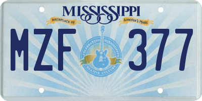 MS license plate MZF377