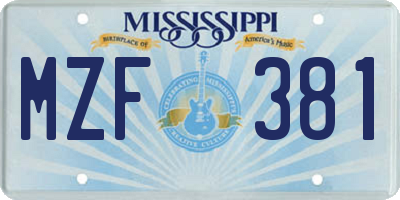 MS license plate MZF381