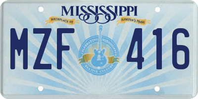 MS license plate MZF416