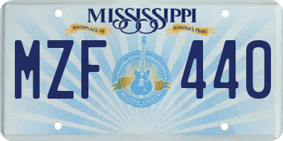 MS license plate MZF440