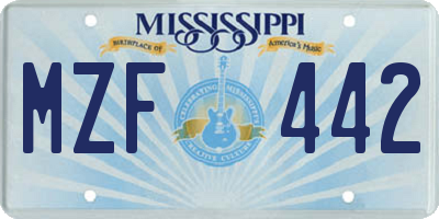 MS license plate MZF442