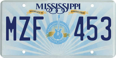 MS license plate MZF453