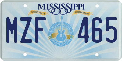 MS license plate MZF465