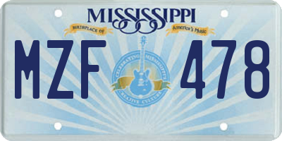 MS license plate MZF478