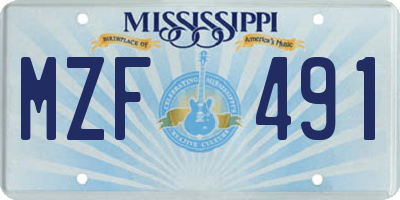 MS license plate MZF491