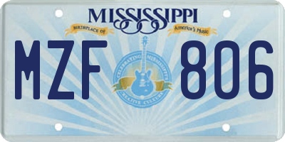 MS license plate MZF806