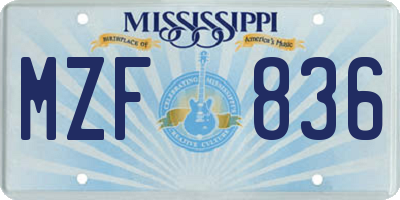 MS license plate MZF836