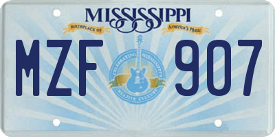 MS license plate MZF907