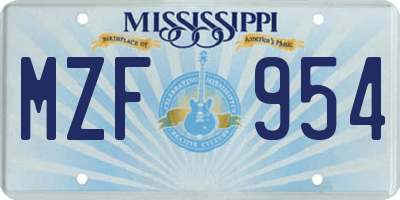 MS license plate MZF954
