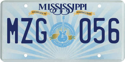 MS license plate MZG056
