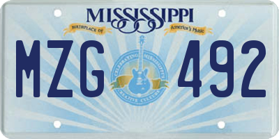 MS license plate MZG492