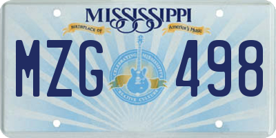 MS license plate MZG498