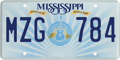 MS license plate MZG784