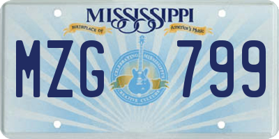 MS license plate MZG799